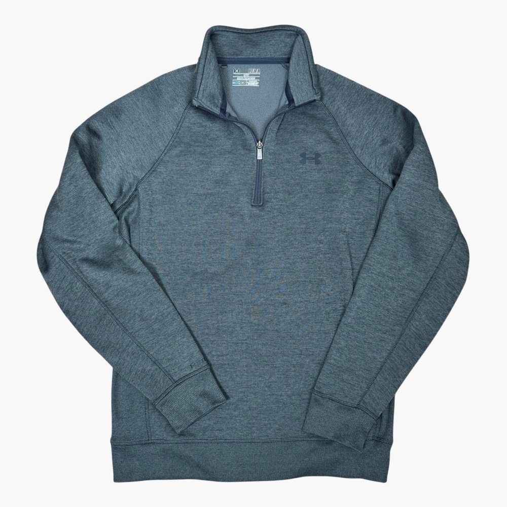 Under Armour Quarter Zip Pullover Mens Medium Blue Gray ColdGear Loose Fit